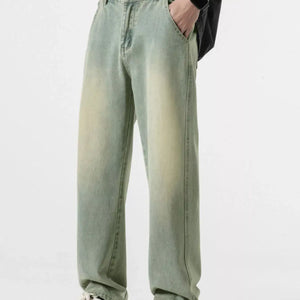 Light blue LUXENK© Relaxed Fit jeans from Trendsi, showing a casual fit with front pockets and belt loops.