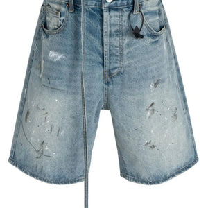Luxenk Graffiti Denim Bermuda Shorts by Trendsi, stylish mid-length denim shorts with graffiti pattern, casual summer wear.