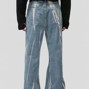 Light blue Luxenk Paint Wide Leg Jeans by Trendsi, featuring a relaxed fit, high waist, and wide pant legs.