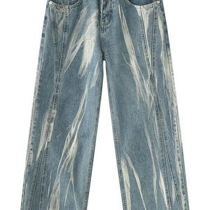 Luxenk© Paint Wide Leg Jeans by Trendsi shown in medium size with a relaxed fit, featuring a stylish wide-leg design and classic denim look.