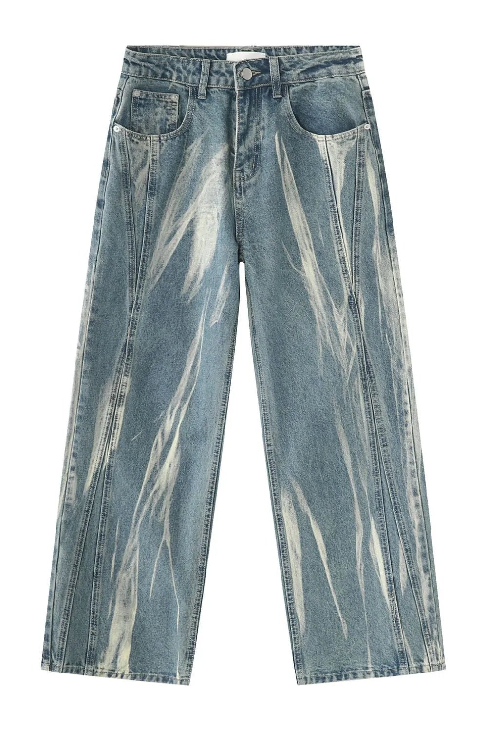 Luxenk© Paint Wide Leg Jeans by Trendsi shown in medium size with a relaxed fit, featuring a stylish wide-leg design and classic denim look.