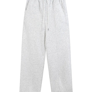 Melange gray Luxenk Wide Leg Sweatpants by Trendsi, featuring a relaxed fit and soft fabric for comfortable casual wear.