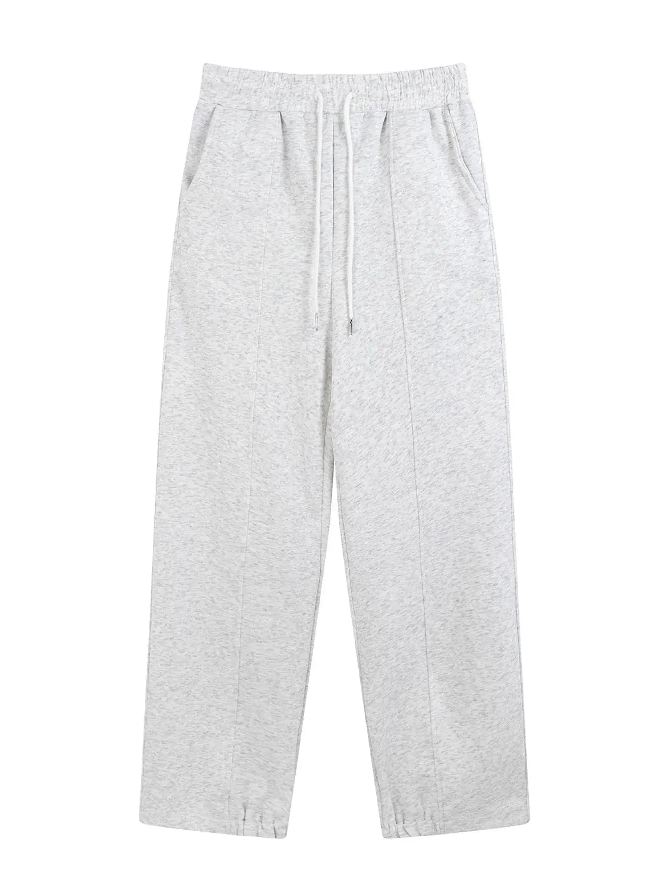 Melange gray Luxenk Wide Leg Sweatpants by Trendsi, featuring a relaxed fit and soft fabric for comfortable casual wear.