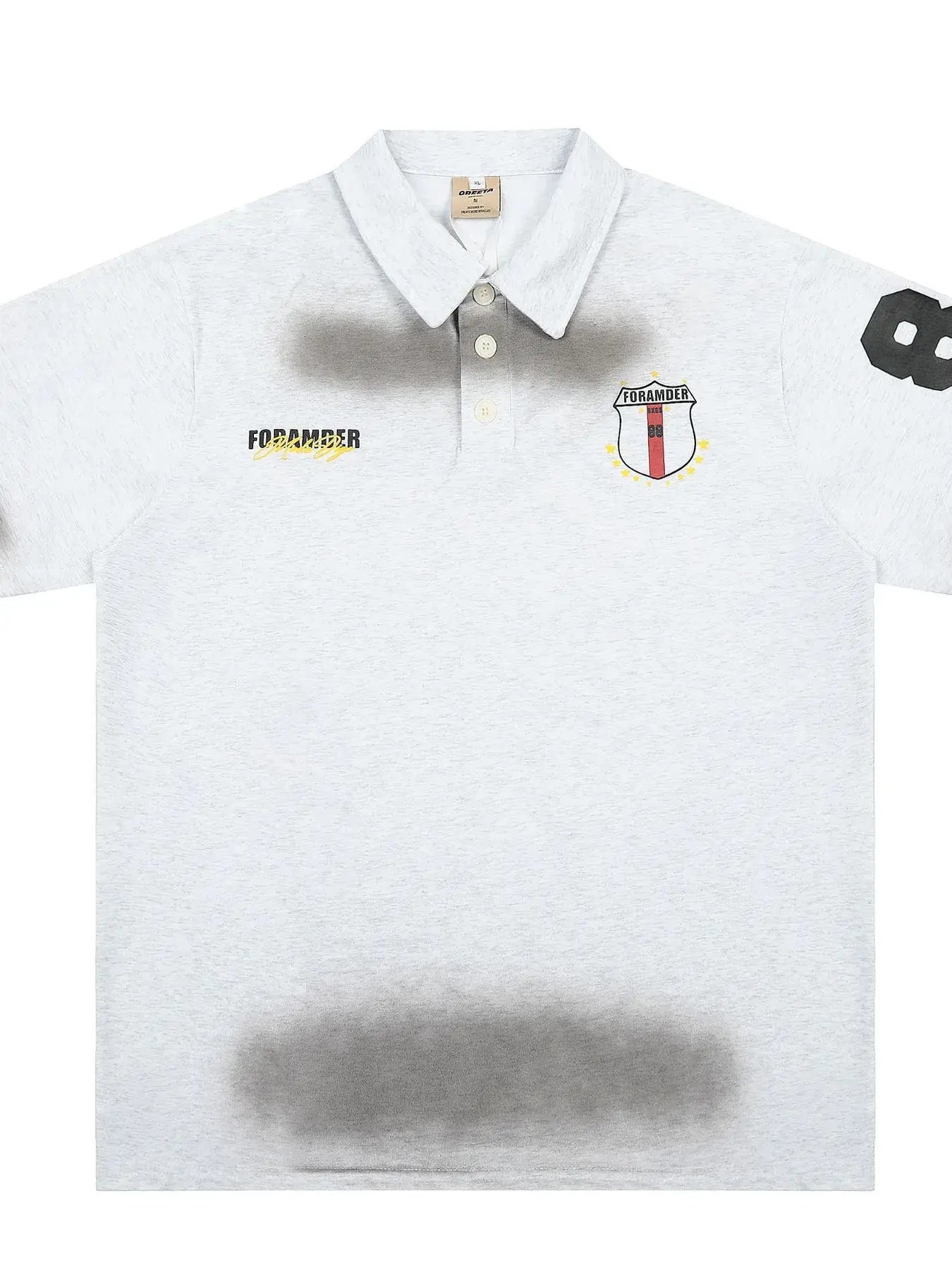 Navy blue Luxenk© "Number" polo shirt by Trendsi, featuring a classic design, collar, and short sleeves, laid flat on a white background.