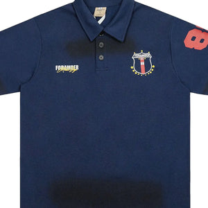 Navy blue Luxenk© "Number" polo shirt by Trendsi, showing the front with a collar and button placket, casual and comfortable style