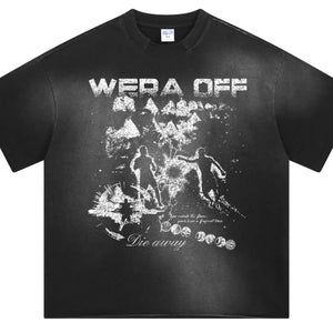Black LUXENK Street Graphic T-shirt by Trendsi featuring spray dye design and bold urban-inspired artwork.