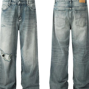Light blue distressed vintage jeans from Luxenk by Trendsi, showing a faded wash and ripped detailing on the denim.